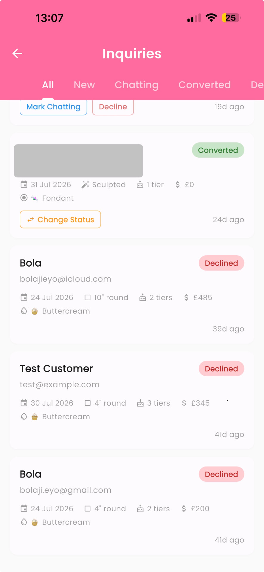 Inquiries
